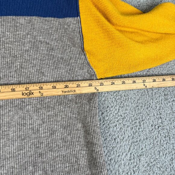 Free People Softly Structured Sweater Womens M Blue Yellow Gray Turtleneck Knit - Picture 11 of 13